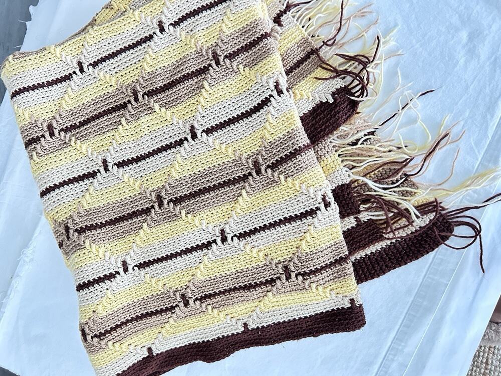 Vintage Handmade Square Afghan Lap Blanket Throw 32"x32"